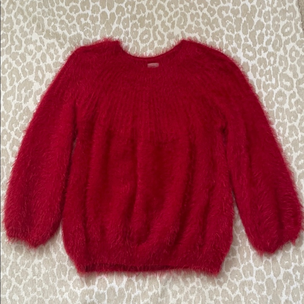 brilliant red Zara sweater!